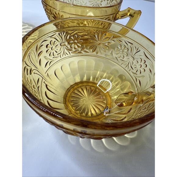 Set of 4 Vtg. Indiana Glass Amber "Daisy" Tea/Coffee/Punch Cups - Picture 6 of 6